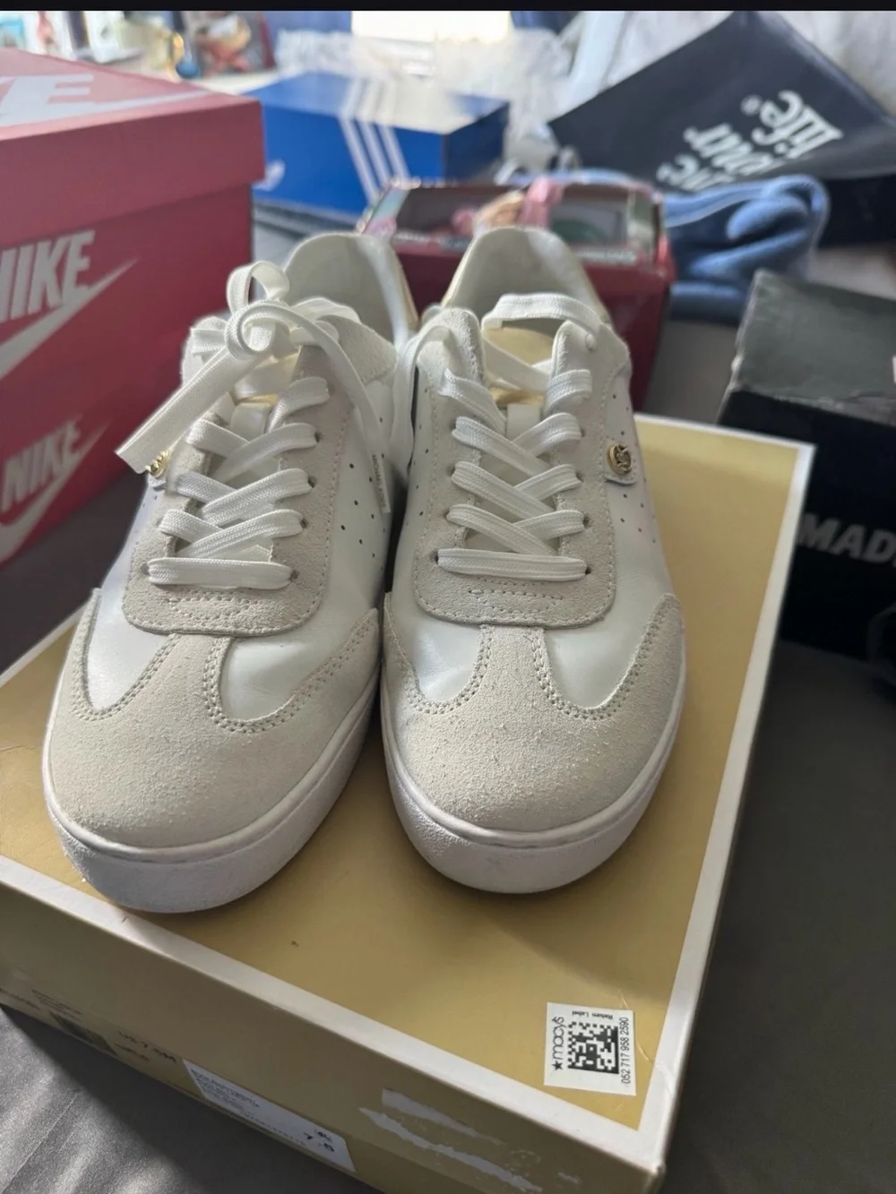 Michael Kors White Sneakers with Metallic Gold Heel